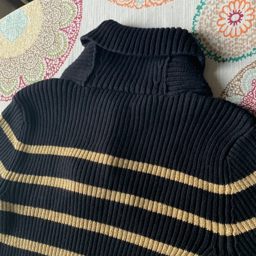 Ralph Lauren Black Label Ribbed Cotton Sweater with Gold Metallic Threads M - Picture 8 of 15